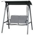 2-Seat Outdoor Porch Swing Patio Swing with Adjustable Canopy, Removable Seat and and Steel Frame for Garden, Poolside