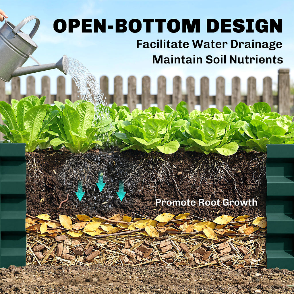 4' x 2' x 1' Raised Garden Bed, Set of 2 Galvanized Planter Box for Vegetables, Flowers, Herbs, Green