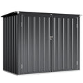 Outdoor Storage Shed Lockable Galvanized Steel Garbage Bin Shed Lift-up Lid for 2 Trash Cans