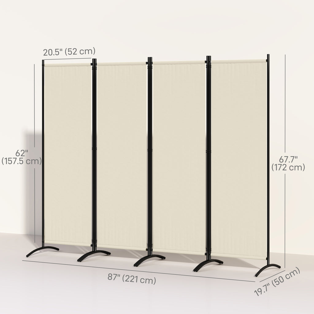 Folding Room Divider, Privacy Screen for Home Office Bedroom, 5.6FT Tall, Cream White