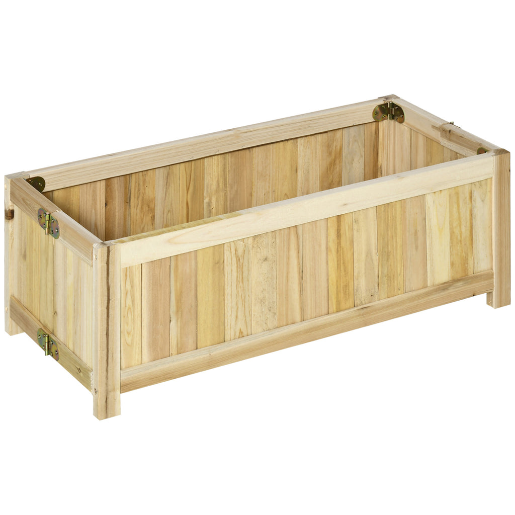 Foldable Elevated Planter Box, Wooden Raised Garden Bed for Backyard, Patio to Grow Vegetables, Herbs, Flowers, Natural