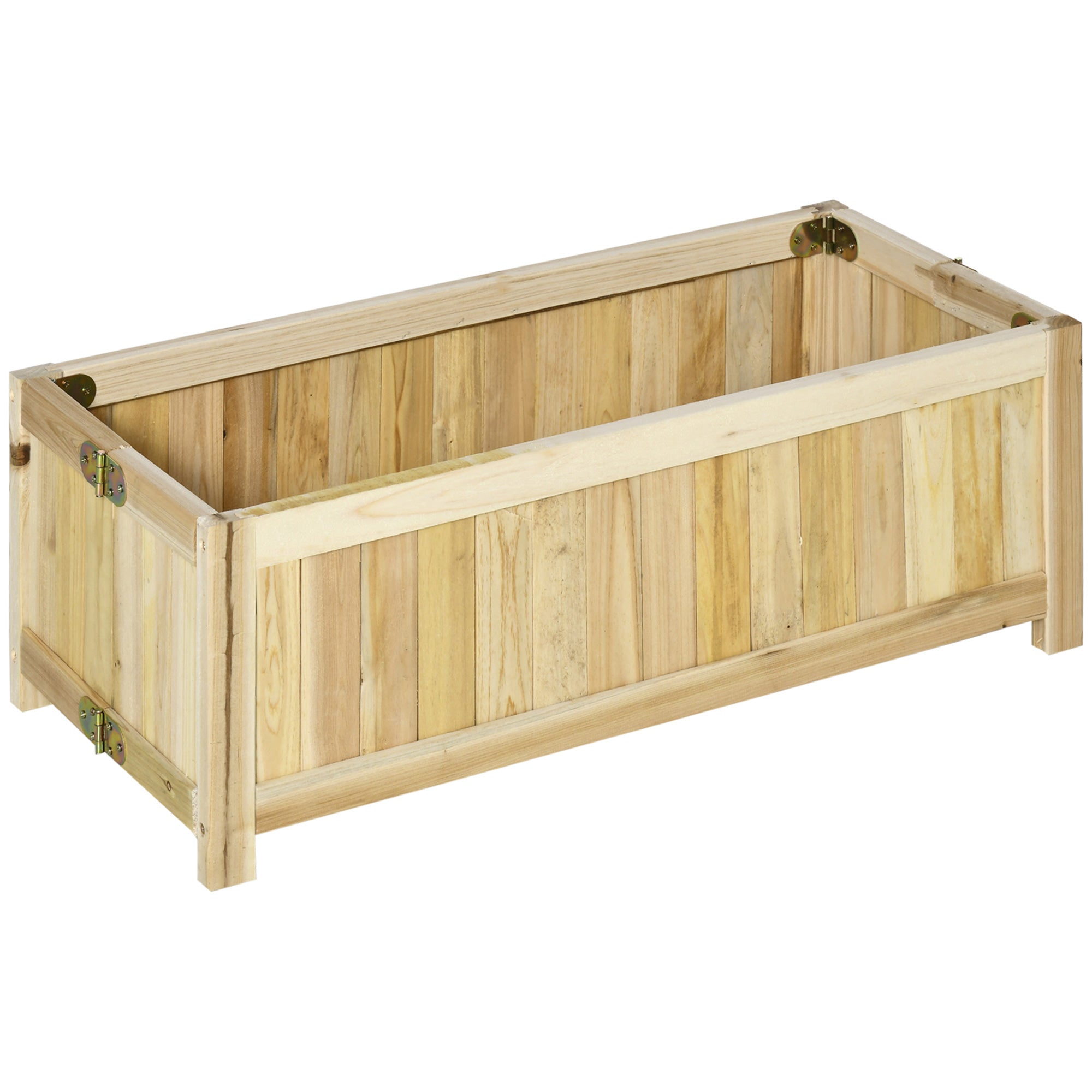 Foldable Elevated Planter Box, Wooden Raised Garden Bed for Backyard, Patio to Grow Vegetables, Herbs, Flowers, Natural