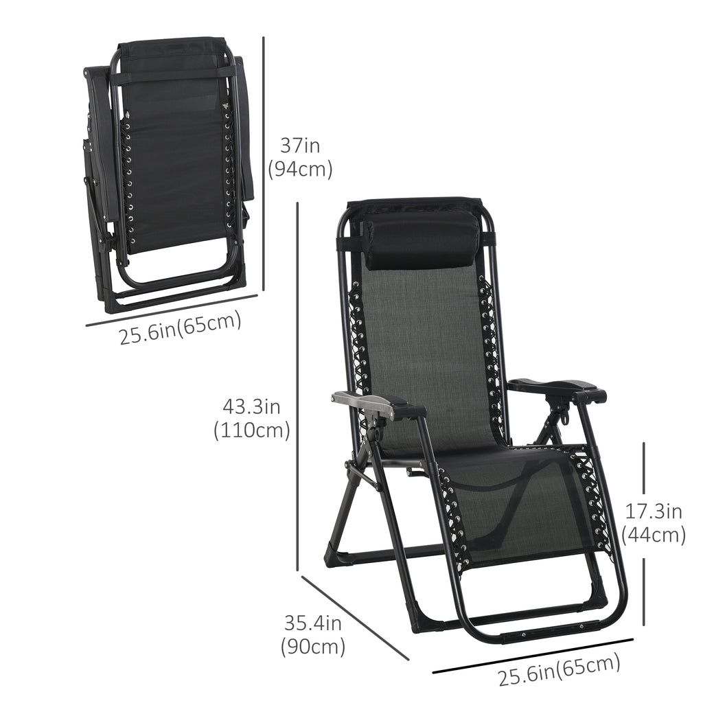 Reclining Zero Gravity Chair with Adjustable Backrest, Folding Garden Sun Lounger, Outdoor Recliner with Removable Cushion and Headrest, Wine Red