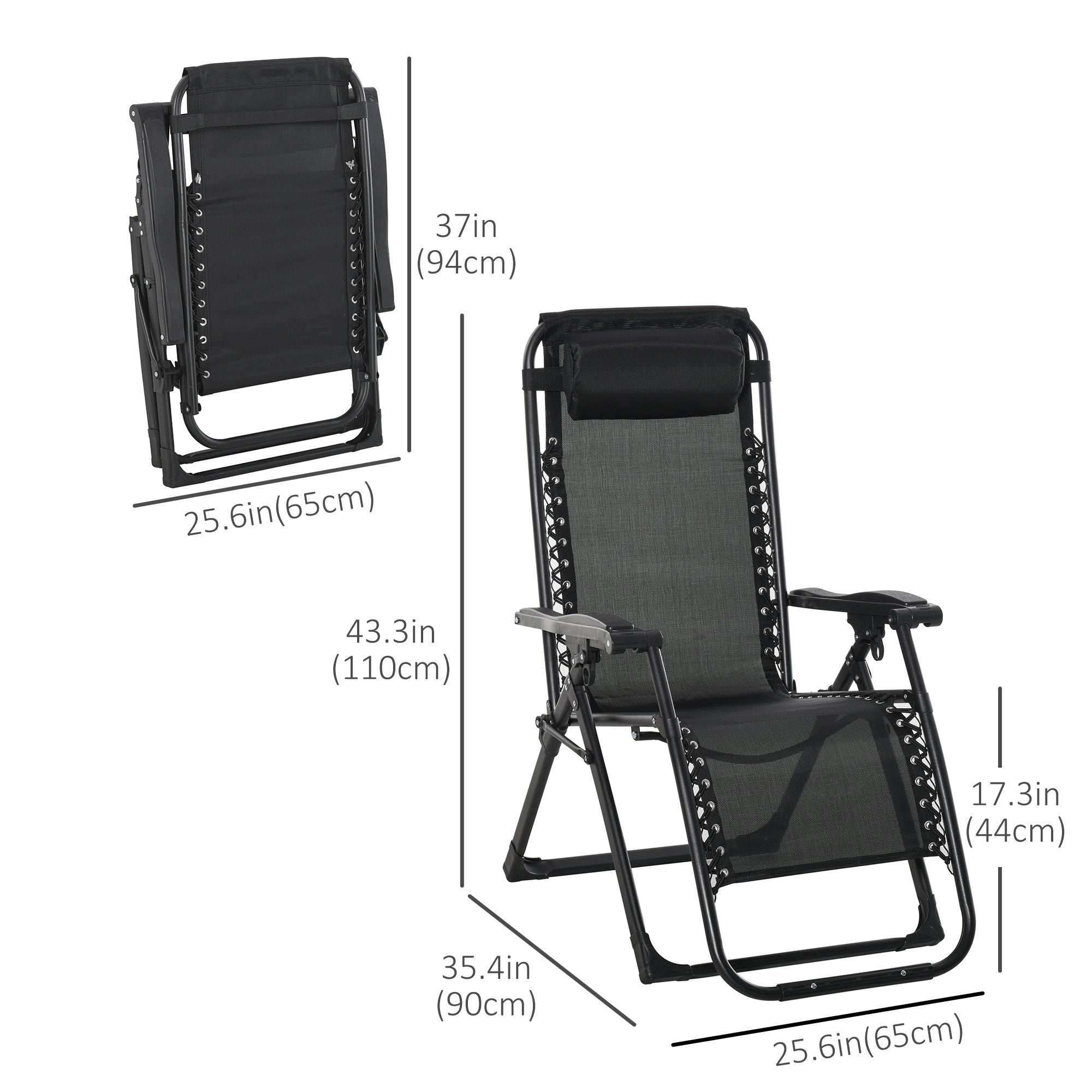 Reclining Zero Gravity Chair with Adjustable Backrest, Folding Garden Sun Lounger, Outdoor Recliner with Removable Cushion and Headrest, Wine Red