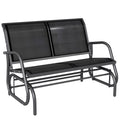 Patio Double Glider Bench Swing Chair Rocker Heavy-Duty Loveseat Outdoor Garden Rocking Bench Steel Frame Sling Fabric Seat Black