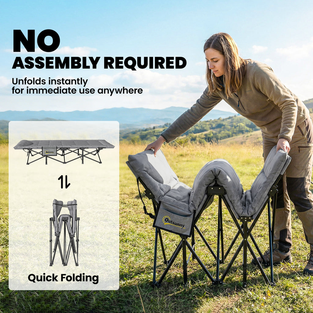 Camping Cot for Adults with Padded Cushion, 31.5" Wide Folding Bed with Carry Bag and Non-Slip Feet, Grey