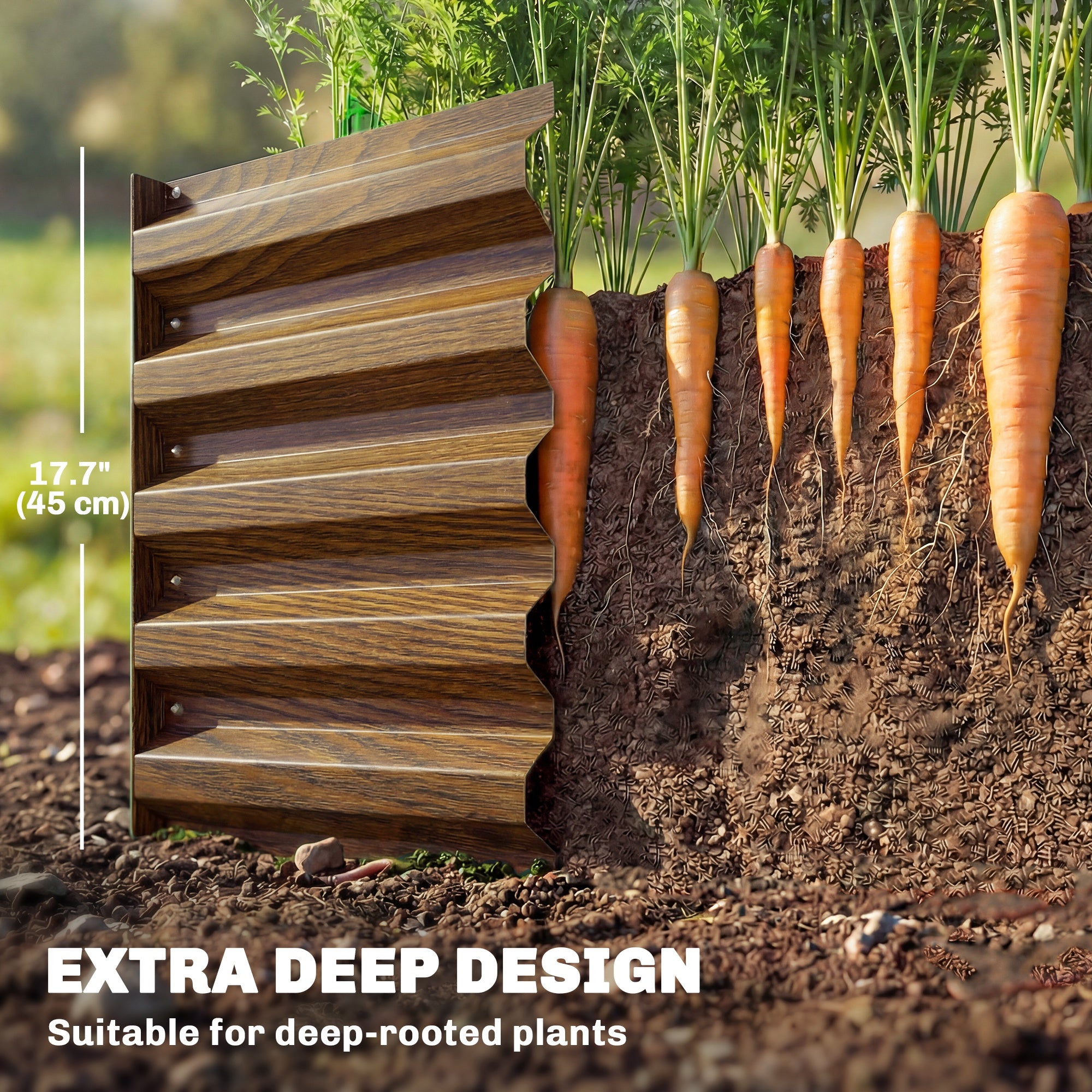8'x2.6'x1.5' Galvanized Raised Bed, Large Elevated Planter Box for Growing Flowers, Herbs and Vegetables, Wood Effect