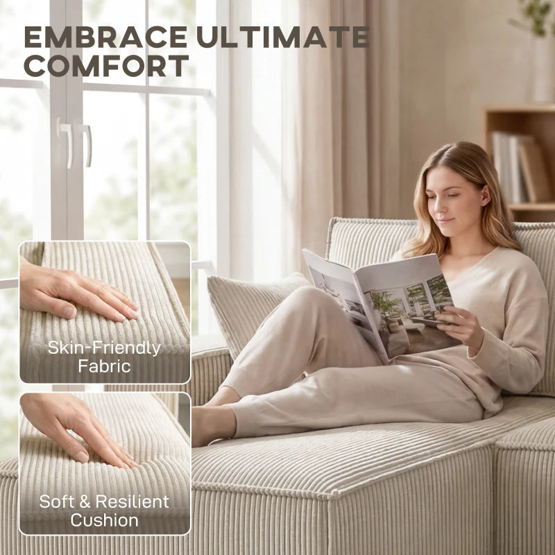 Contemporary U-shaped modular sofa with beige upholstery and deep seating