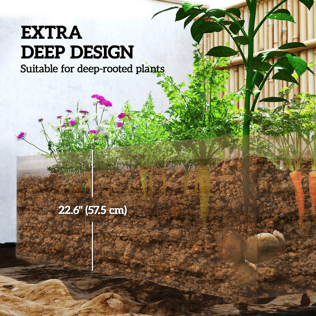 6' x 3' x 2' Raised Garden Bed, Galvanized Planter Box for Growing Flowers, Herbs and Vegetables, Brown