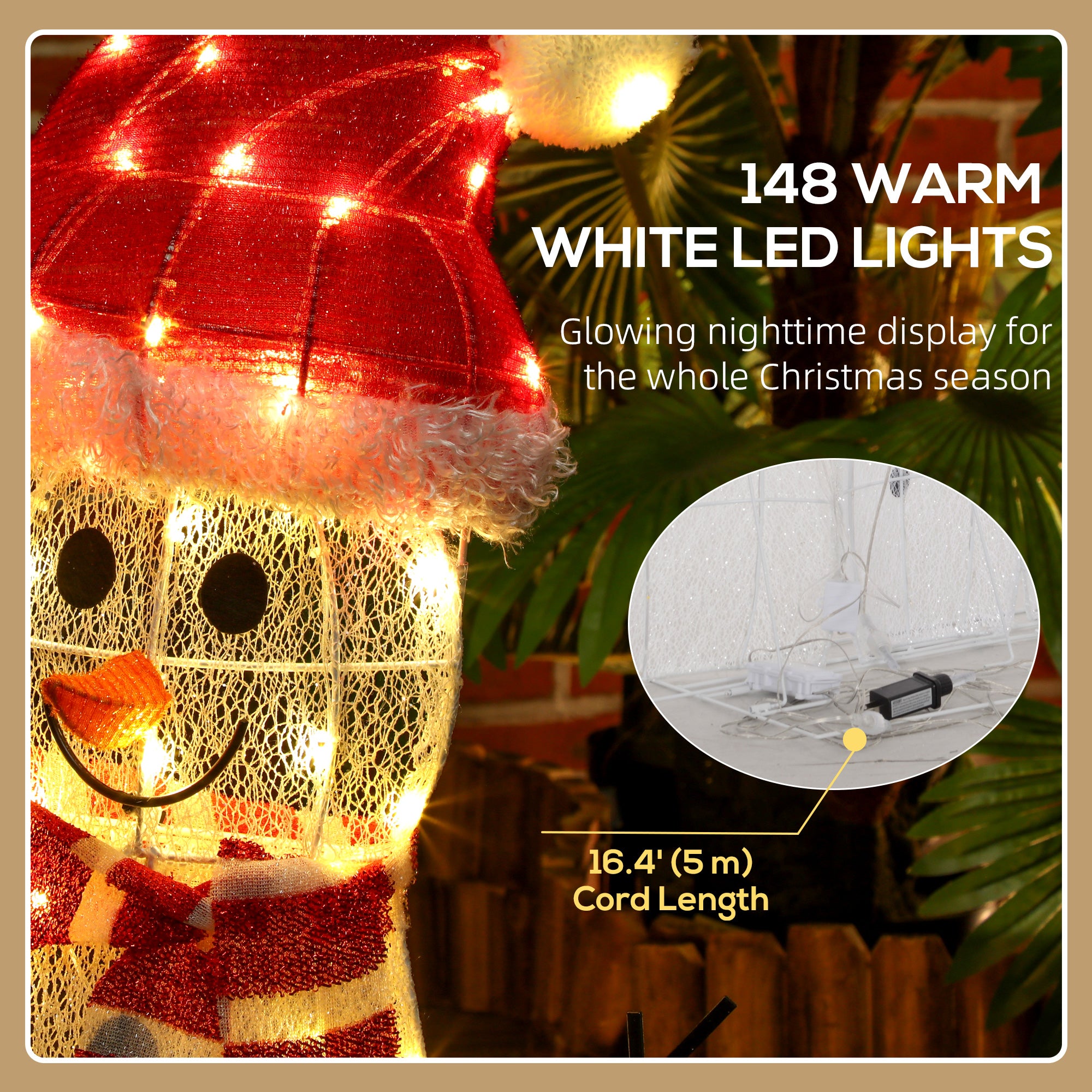 3-Piece Light Up Christmas Snowman Family Set of 3 Lighted Snowman Christmas Decoration for Indoor Outdoor White