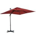8' x 8' Square Patio Hanging Offset Umbrella with 360Â° Rotation, Aluminum Outdoor Cantilever Parasol with Crank & Tilt, Sun Canopy Shelter with Cross Base, Wine Red