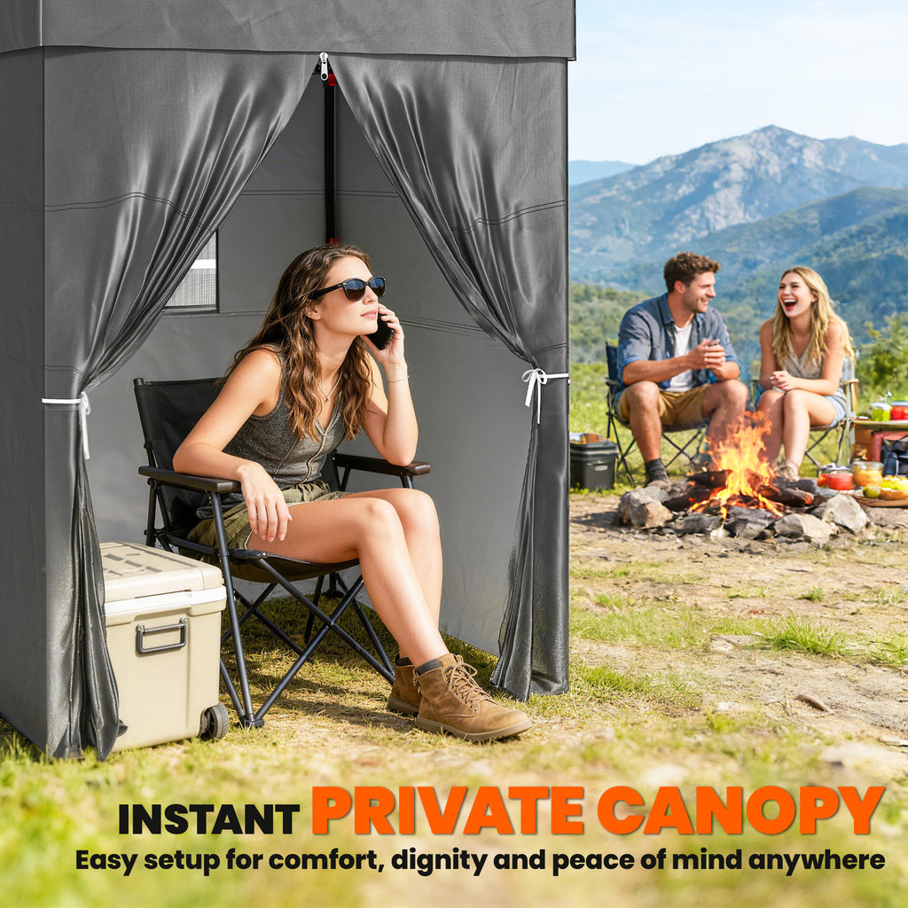 5 x 5 ft Compact Pop Up Canopy Tent, UPF 50+ Changing Room, Portable Instant Privacy Canopy with Mesh Window, Dark Grey