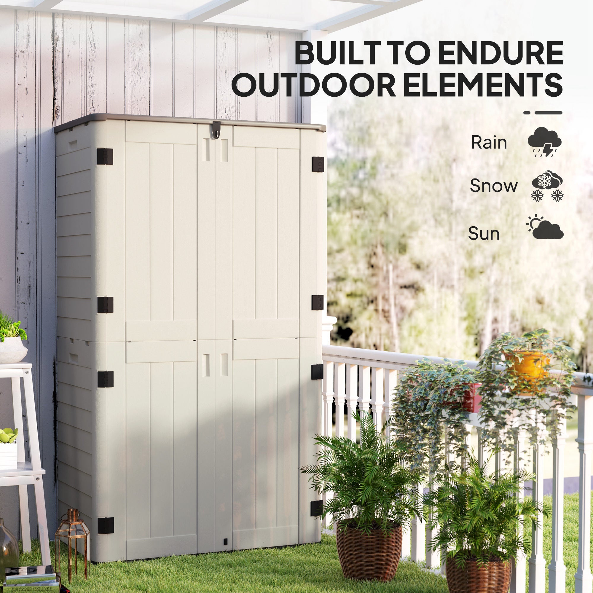 368 Gallon Outdoor Storage Cabinet with Openable Top and Lockable Doors for Lawnmower, Trash Can, Patio Accessories