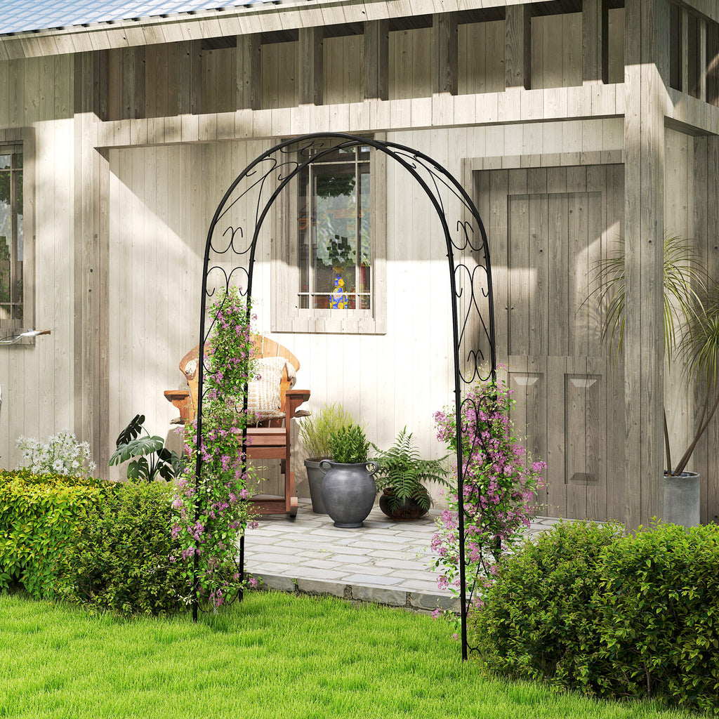Steel Garden Arch, 7.5' Garden Arbor Trellis for Climbing Plants, Roses, Wedding Arch for Outdoor Bridal Party, Ceremony