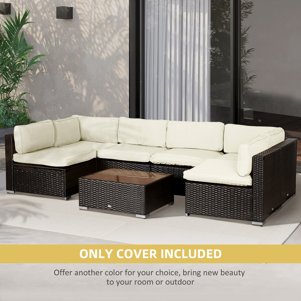 Outdoor 14pc Patio Rattan Sofa Set Cushion Polyester Cover Replacement Set - No Cushion Included, Cream White