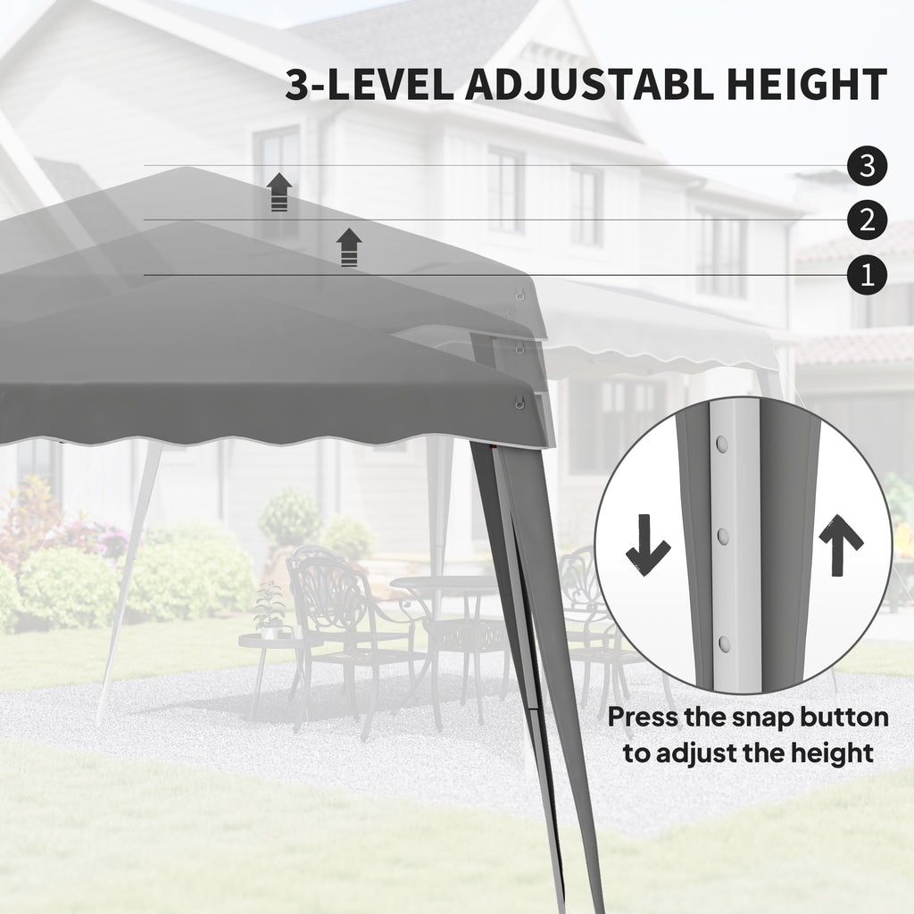 8' x 8' Pop Up Canopy, Outdoor Foldable Tent, Portable Canopy Tent with Carrying Bag for Camping, Party, Picnic, Grey