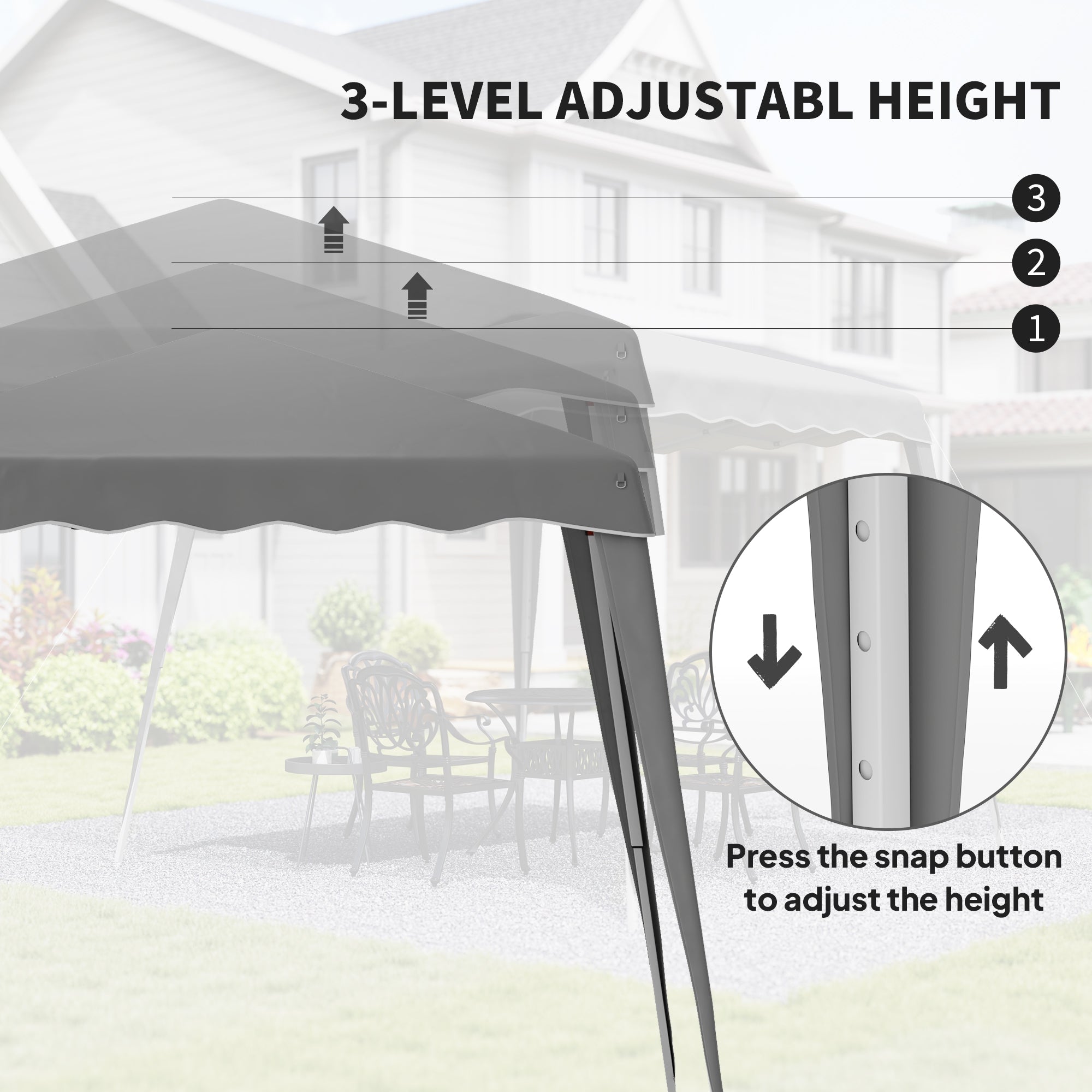 8' x 8' Pop Up Canopy, Outdoor Foldable Tent, Portable Canopy Tent with Carrying Bag for Camping, Party, Picnic, Grey