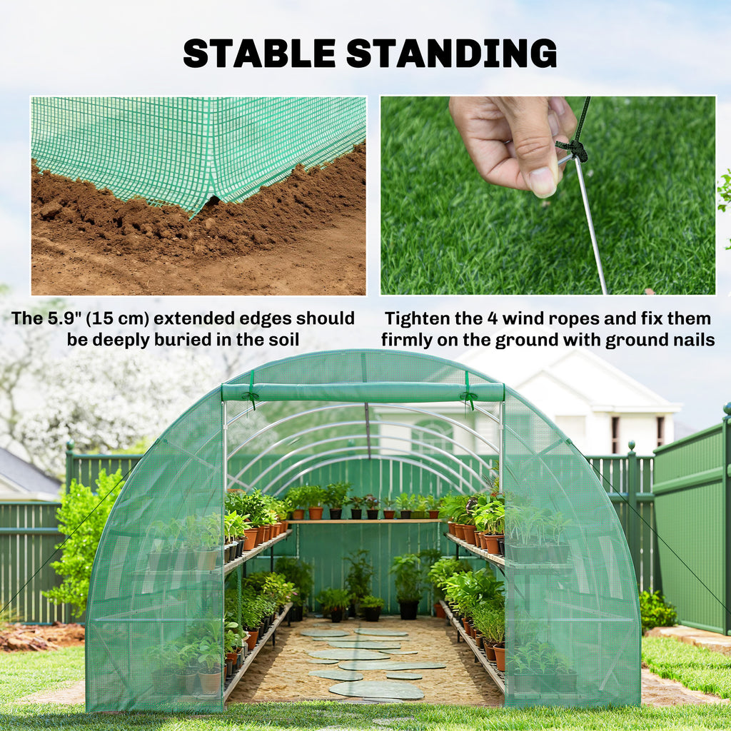 26' x 10' x 6.6' Large Walk in Tunnel Greenhouse Garden Plant Seed Green House Premium Steel Frame