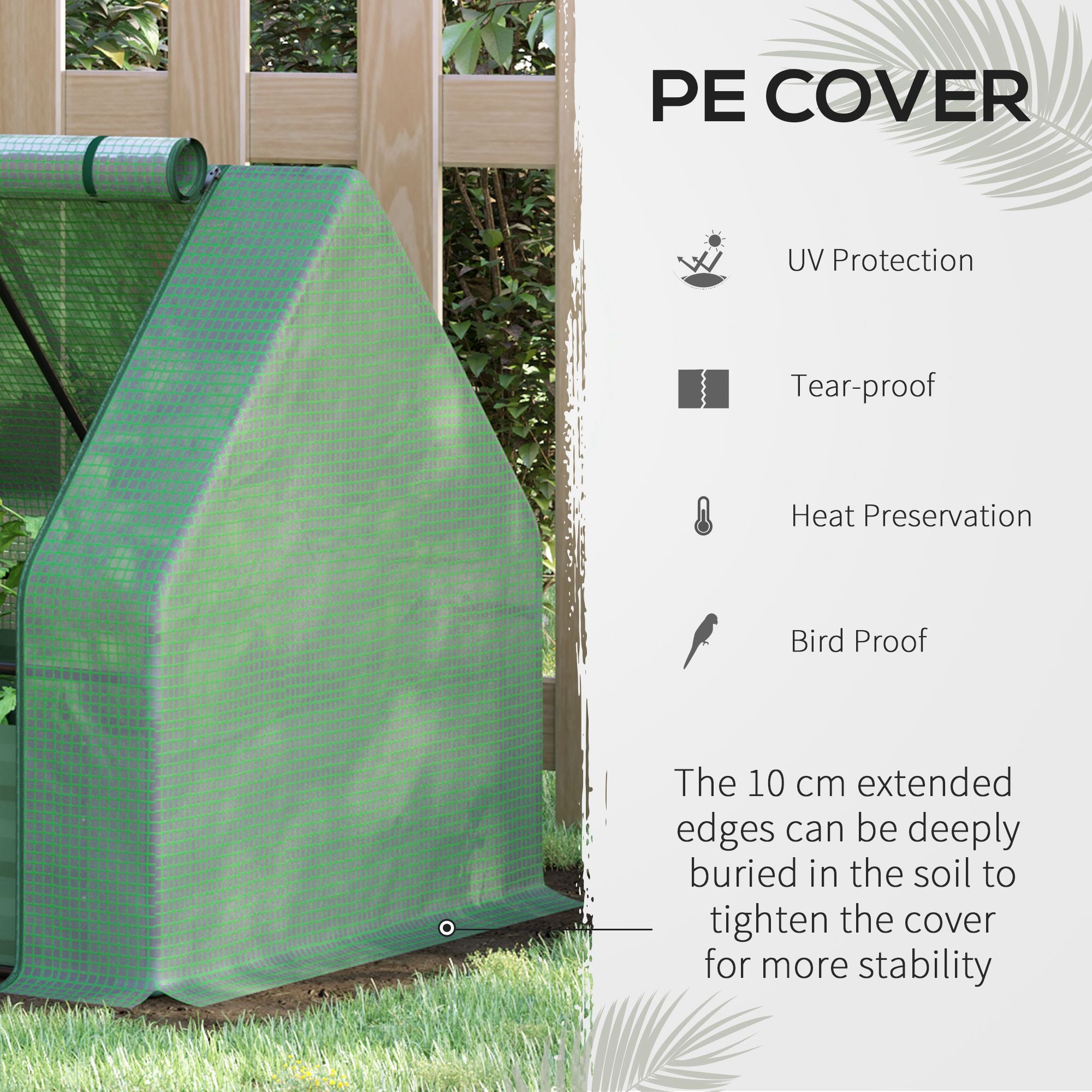 Steel Outdoor Raised Garden Bed with Greenhouse,Cover, Roll Up Door, Dual Use, 50"x37.4"x36.2", Green