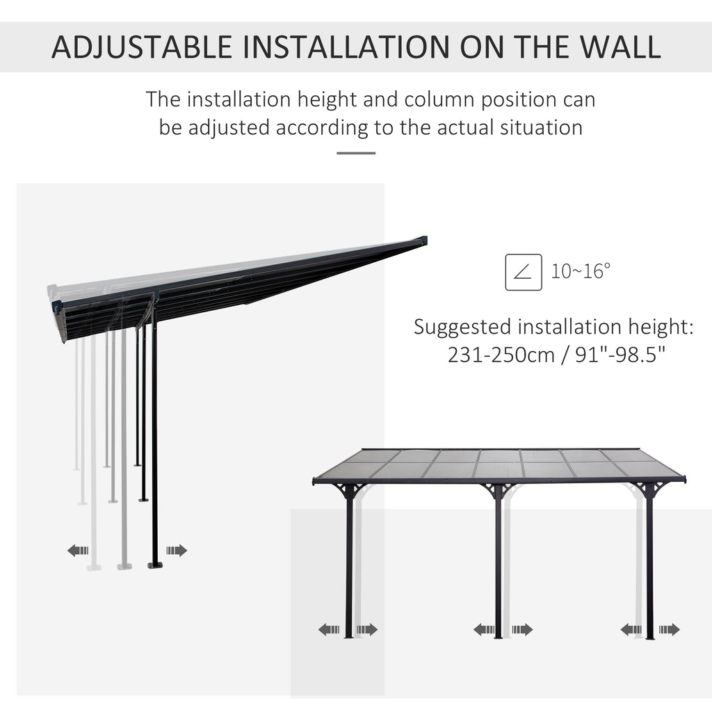 Outdoor Pergola with Adjustable Height, 14ft x 10ft Outdoor Hardtop Pergola Gazebo, Restaurants & Homes, Grey
