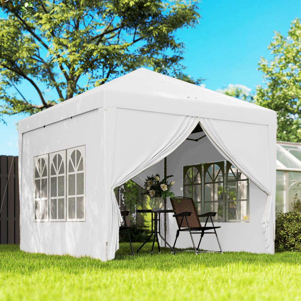 10'x10' Outdoor Pop Up Party Tent Wedding Gazebo Canopy with Carrying Bag (White)