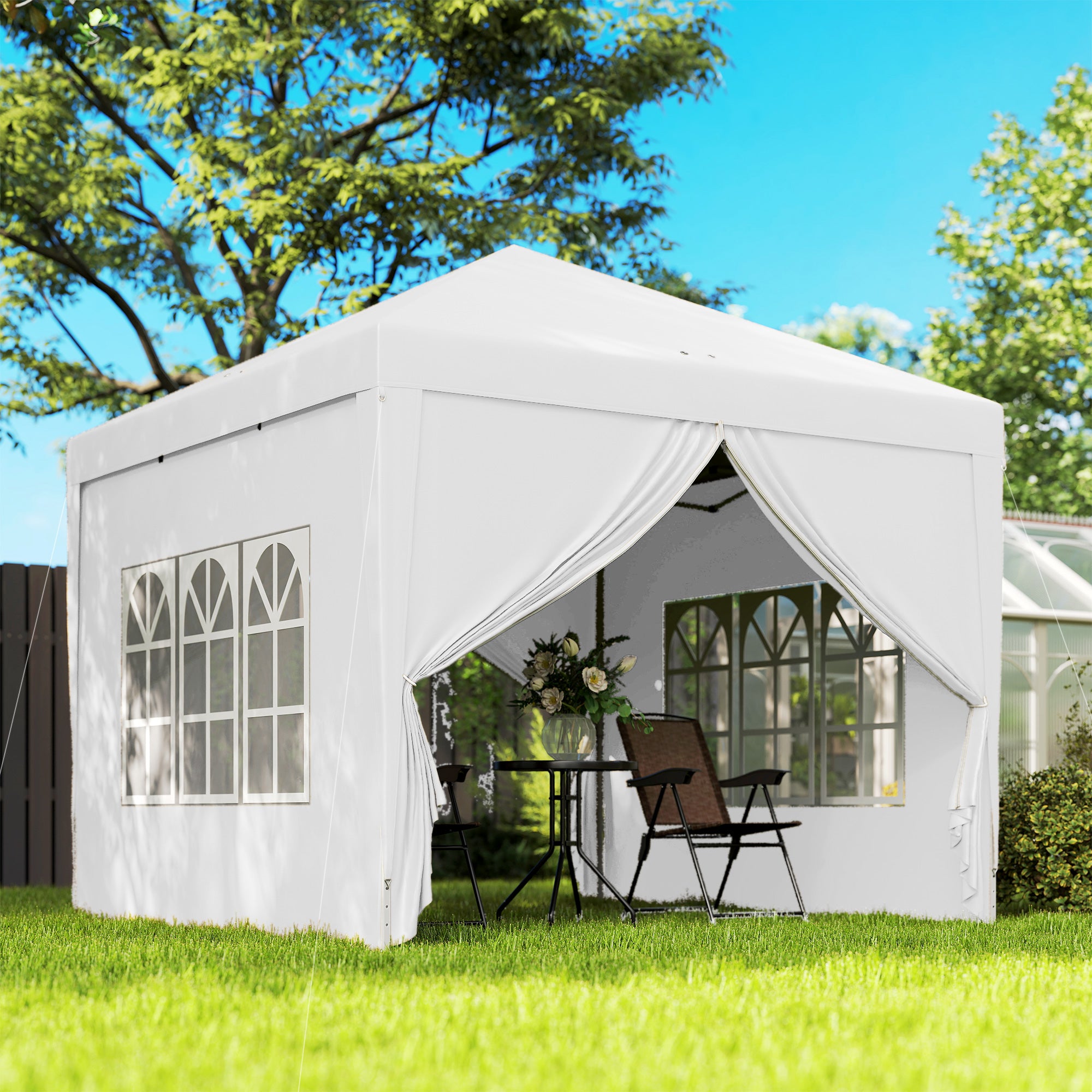 10'x10' Outdoor Pop Up Party Tent Wedding Gazebo Canopy with Carrying Bag (White)