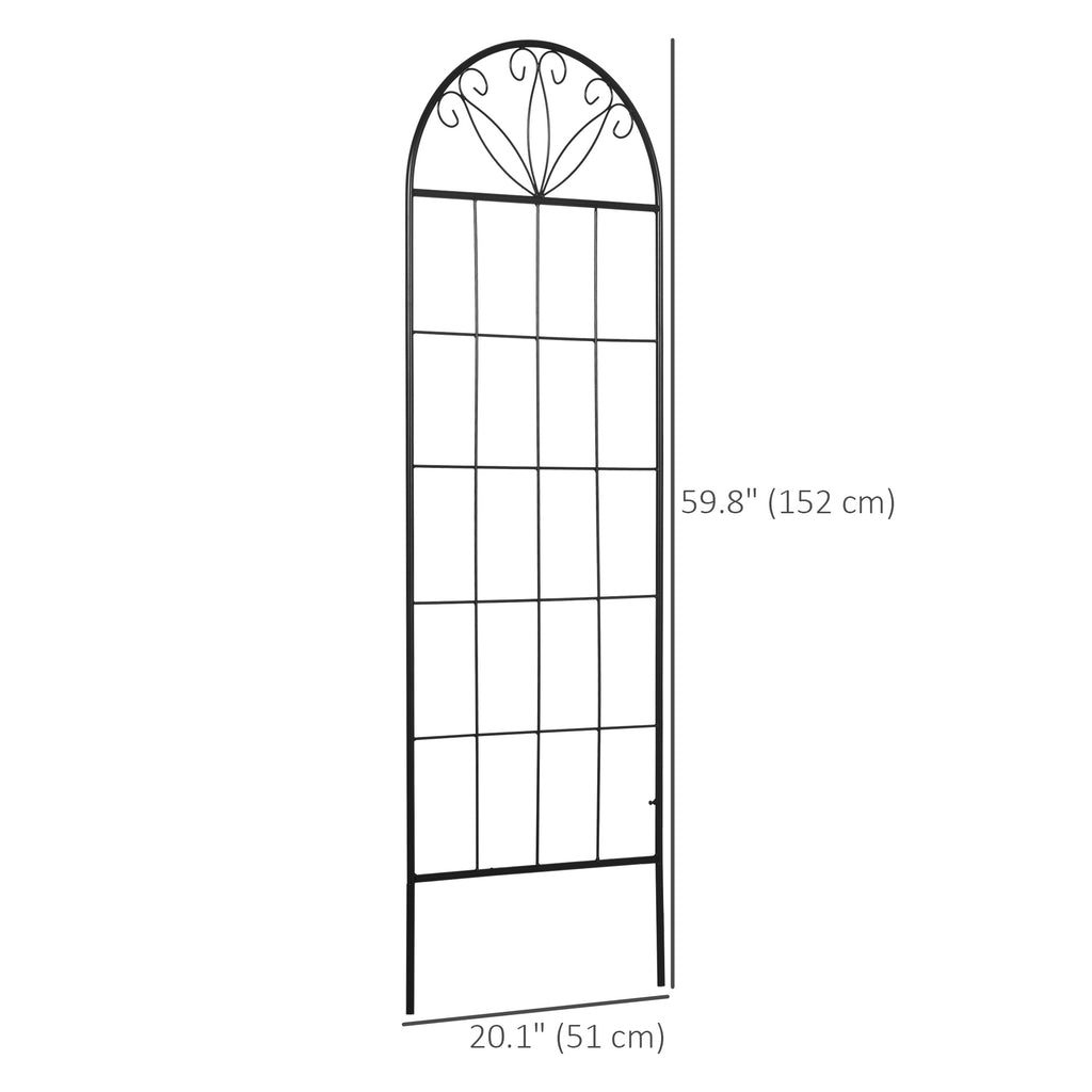 Metal Garden Trellis Pack of 2 for Climbing Plants, Arched Grid Trellis Panels, 20" x 60", Black