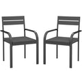 2 Piece Outdoor Dining Chairs with Aluminum Frame, Soft Cushion, for Deck, Garden, Balcony, Poolside, Grey