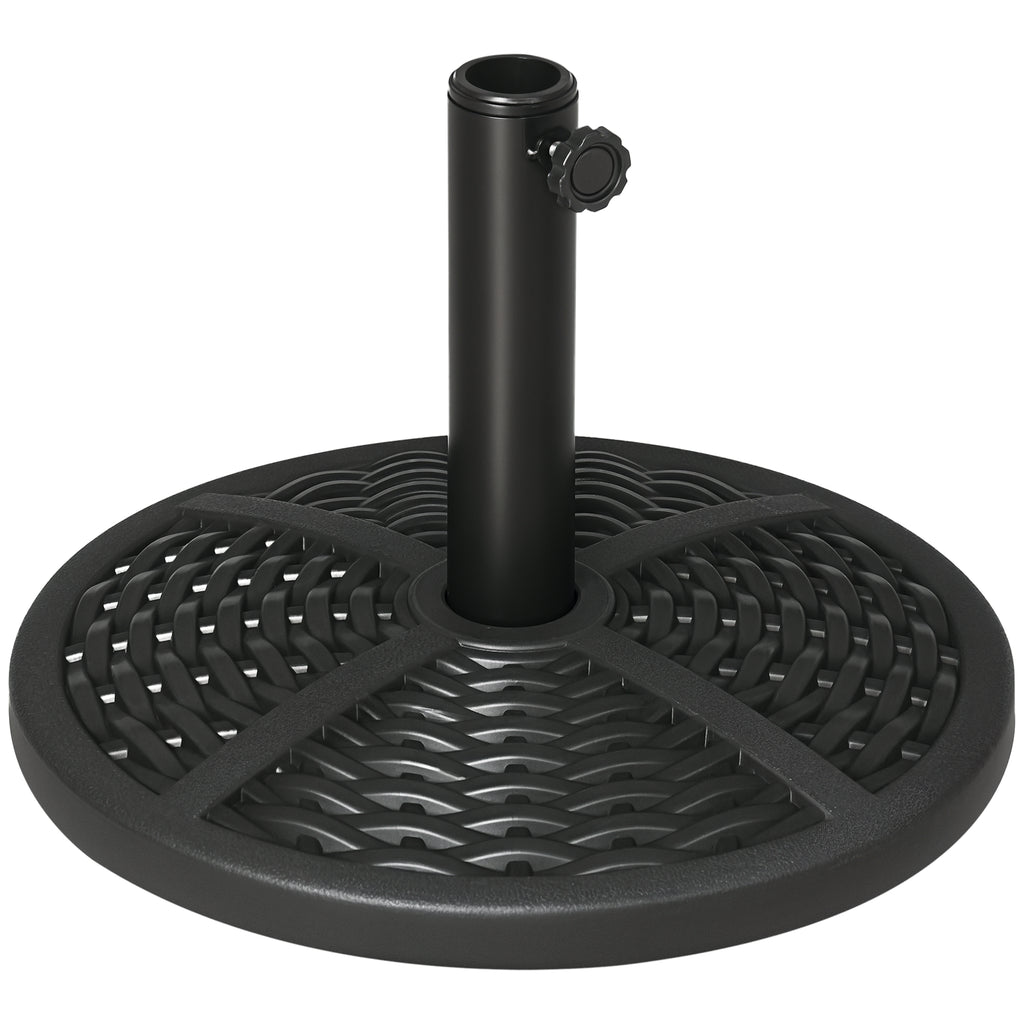 21 lbs Cement Round Market Umbrella Base Holder, 18" Heavy Duty Parasol Stand with Rattan Design for Patio, Black
