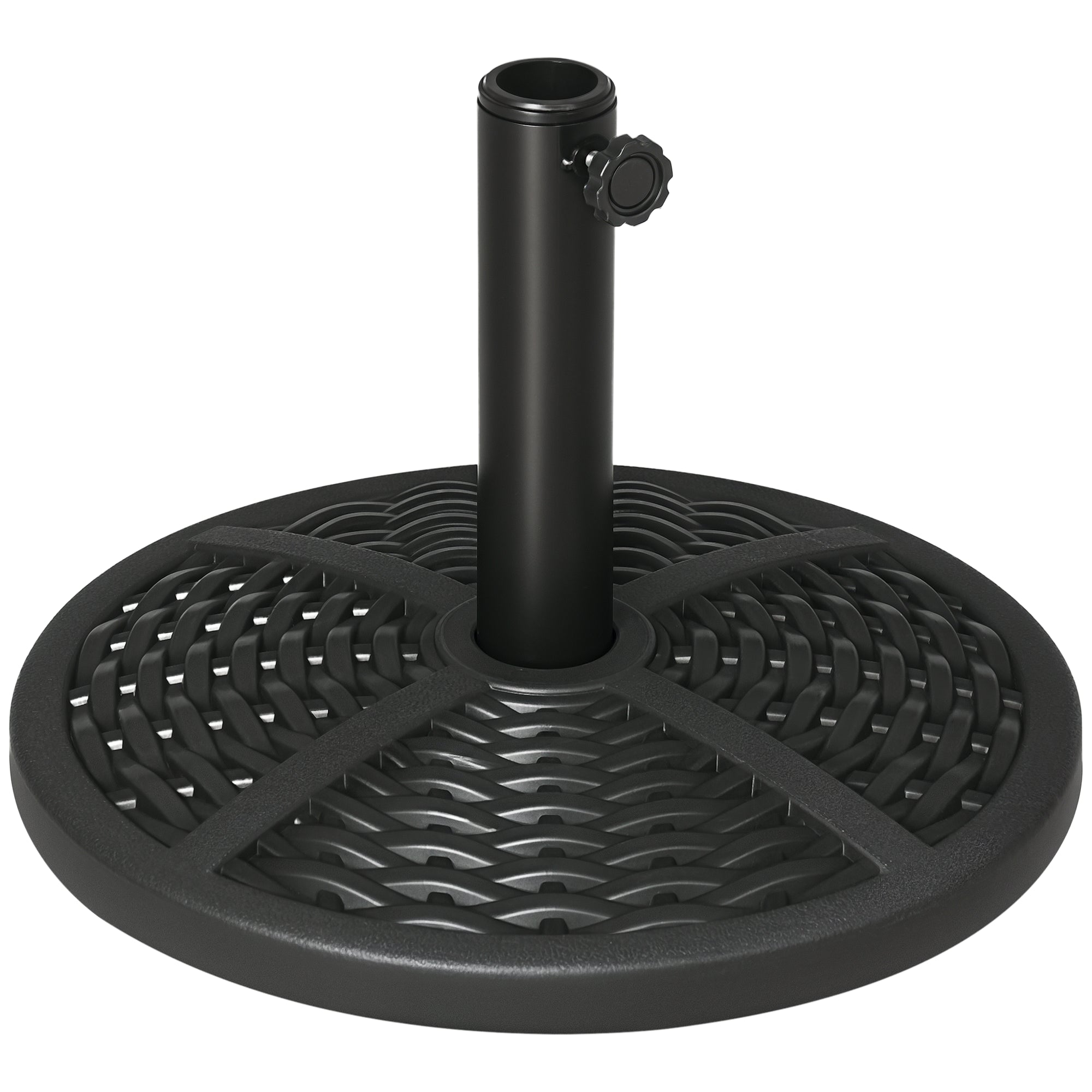 21 lbs Cement Round Market Umbrella Base Holder, 18" Heavy Duty Parasol Stand with Rattan Design for Patio, Black