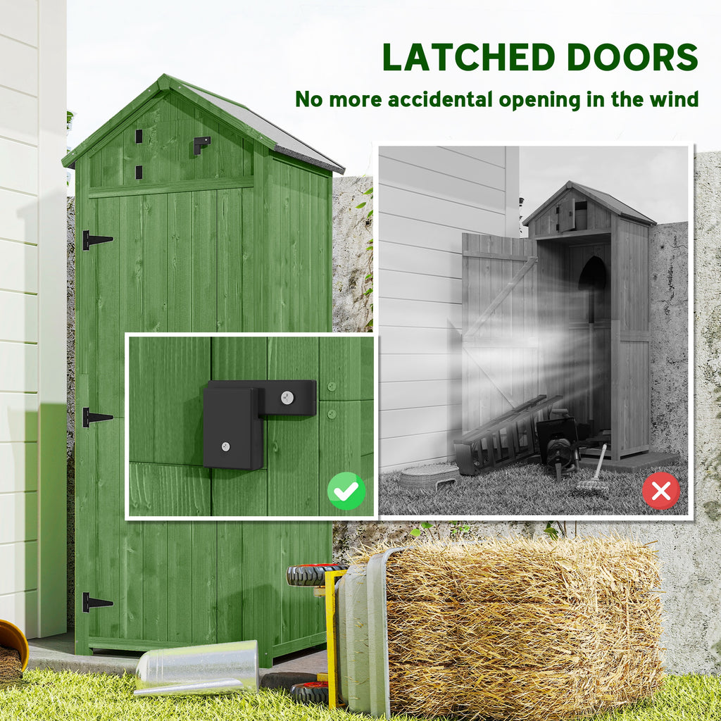 30" x 21" x 71" Garden Storage Shed, Outdoor Tool Utility Storage House  with 3 Tier Shelves and Roof, Green
