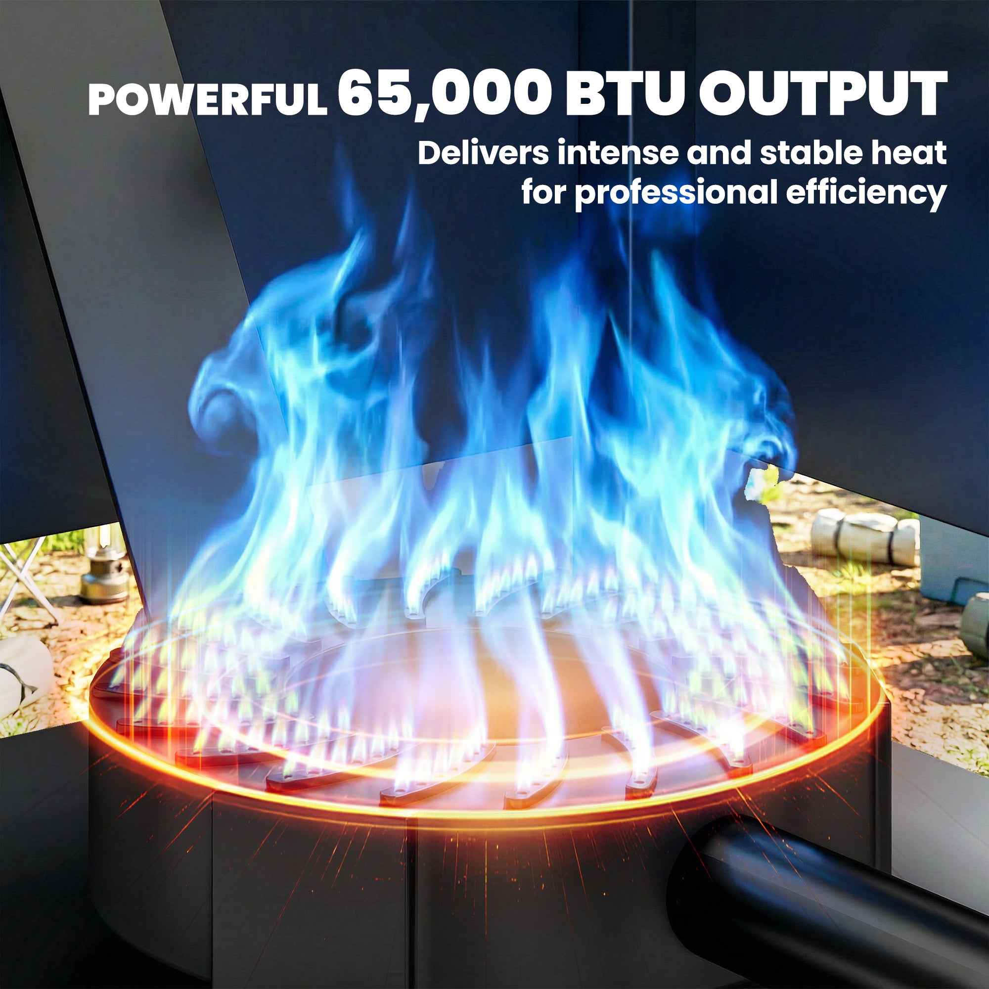 Camping Stove, 65000 BTU High Pressure Propane Stove Outdoor Burner with Detachable Burner, Black