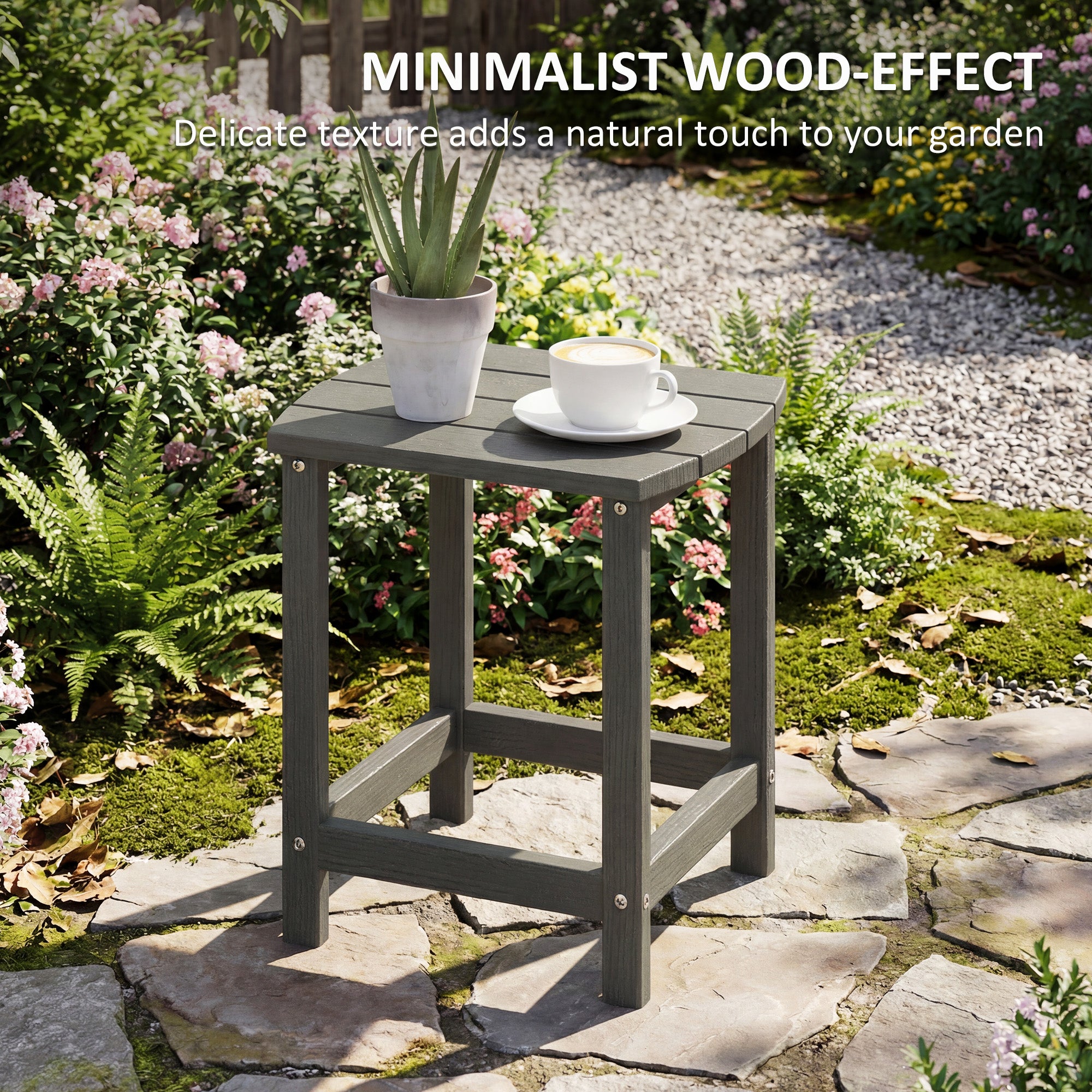 Outdoor Side Table, Adirondack Patio End Table for Garden, Pool, Backyard, Lawn, Beach, Indoor and Outdoor, Grey