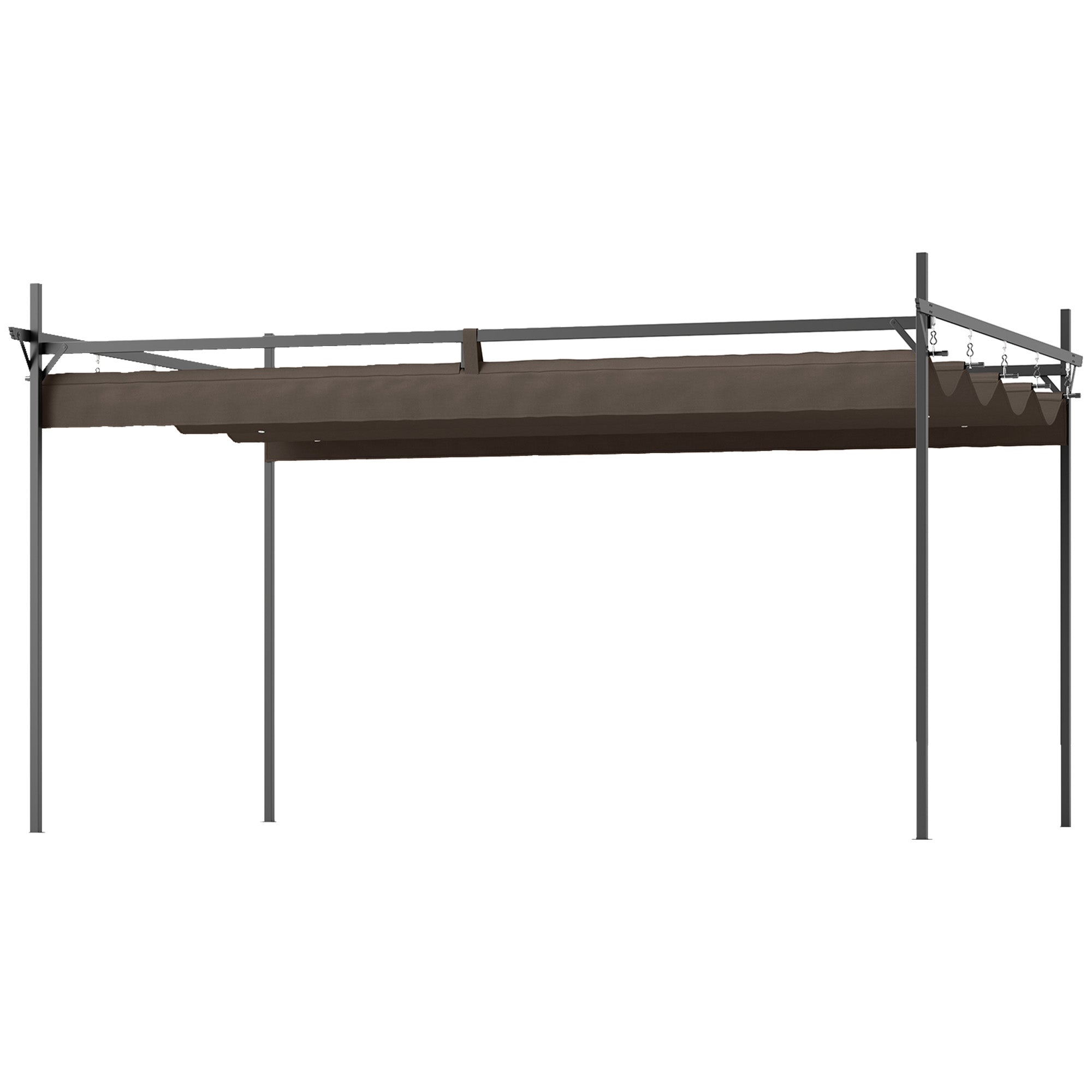 10' x 10' Outdoor Gazebo, UPF30+ Retractable Pergola Canopy, Free Standing Metal Pergola Kit, Brown
