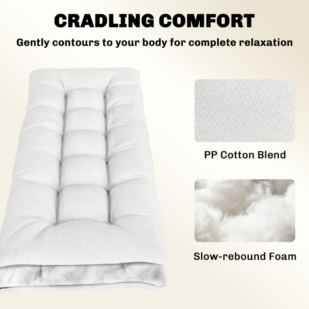Patio Lounge Chair Cushion, UV50+ Chaise Lounge Chair Cushion with Securing Straps for Patio, 78 x 25.6 inch, Cream White