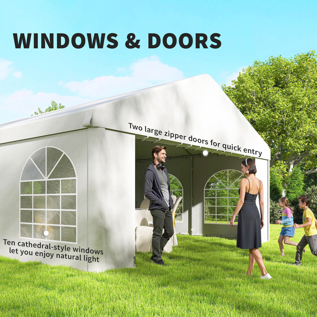 16'x32' Heavy Duty Large Party Tent & Carport with Removable Sidewalls, Portable Garage Canopy Tent, White