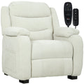 Massage Recliner Chair, Power Recliner with Quiet Brushless Motor, Remote, Pockets, 2 Memory Positions, Beige