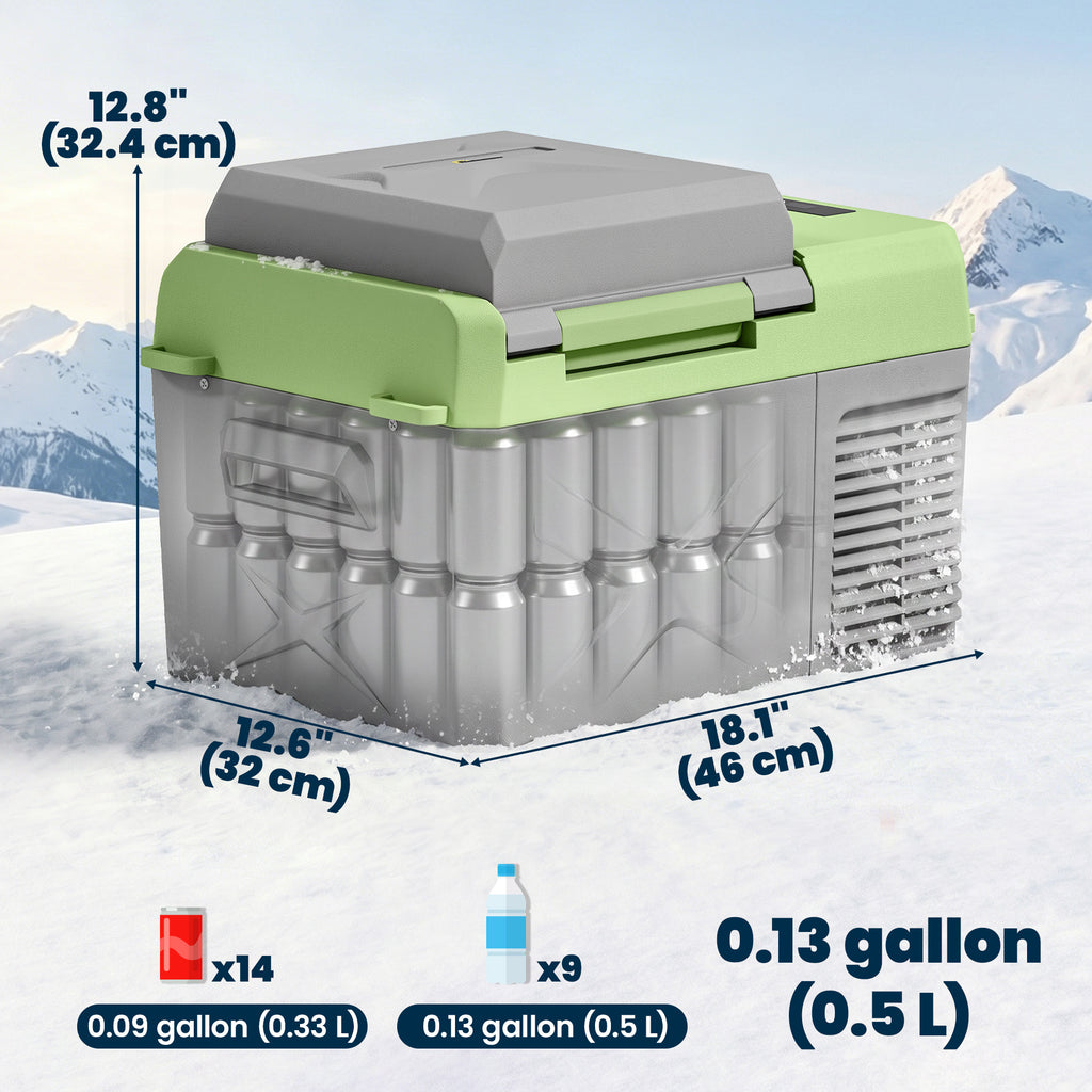 12 Volt Car Refrigerator, 12QT Car Fridge Electric Cooler, 12/24V DC and 110-240V AC, -4â„‰~68â„‰, Portable Refrigerator