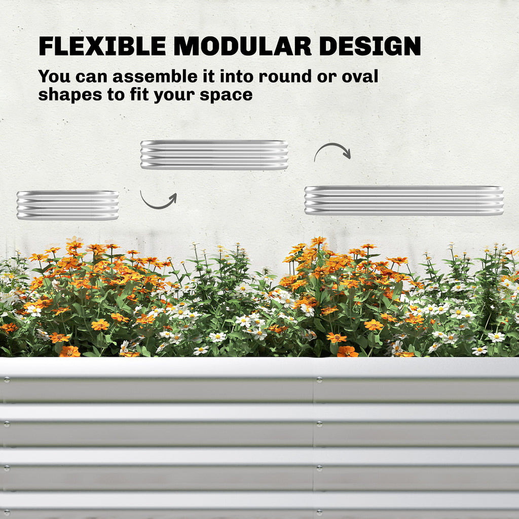 Galvanised Raised Garden Bed with Arched Trellis, 7 x 4 x 7ft Metal Outdoor Planter Box with Open Bottom