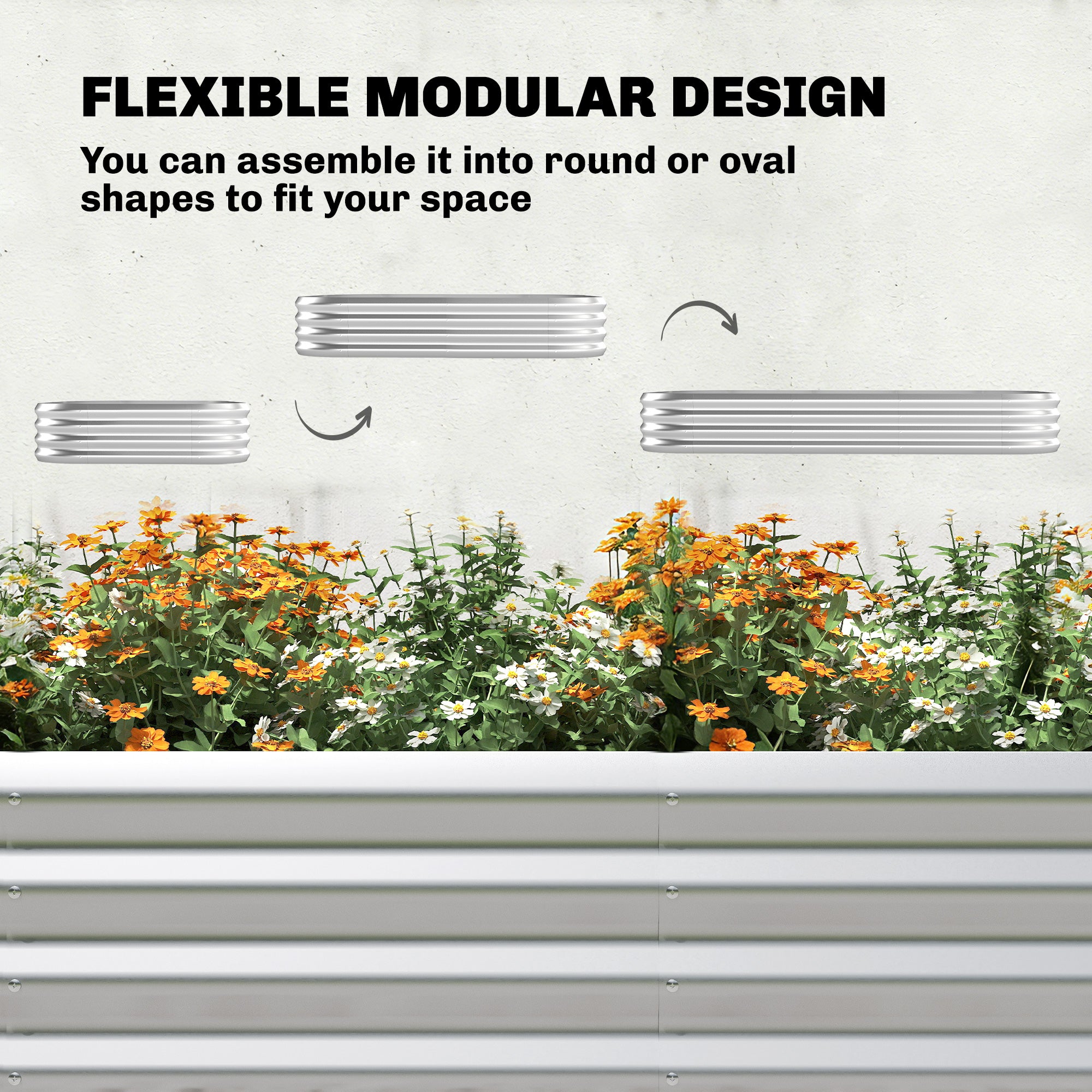 Galvanised Raised Garden Bed with Arched Trellis, 7 x 4 x 7ft Metal Outdoor Planter Box with Open Bottom