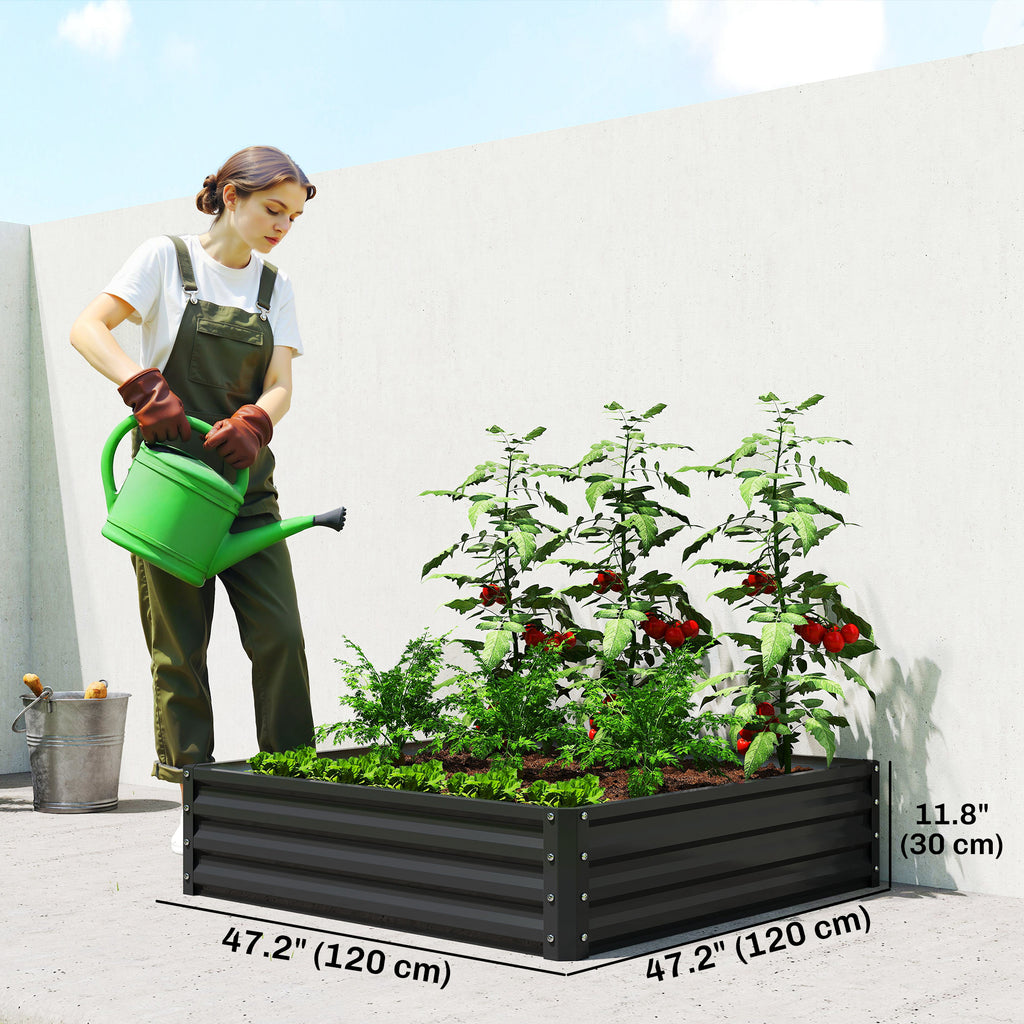 Raised Garden Bed Galvanized Steel Planter Box for Vegetables, Flowers, Herbs, Black