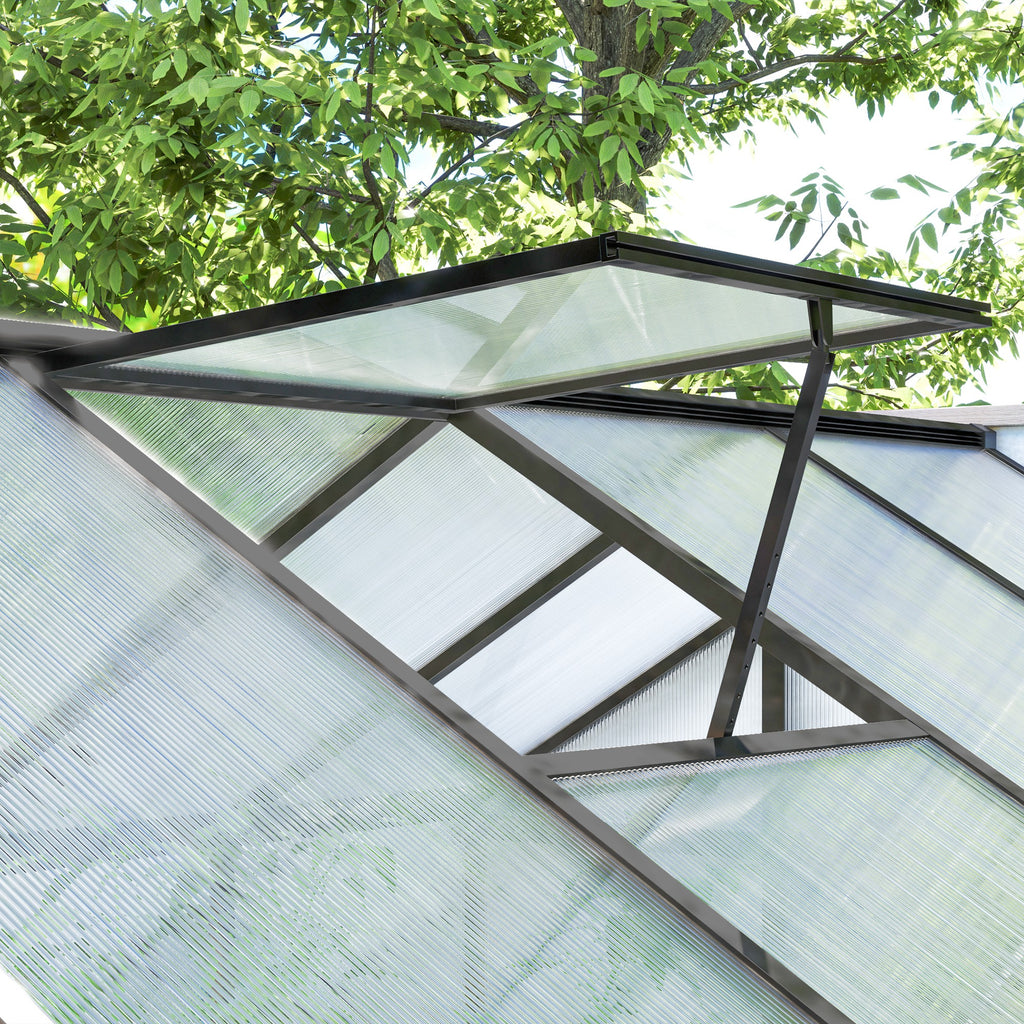 Polycarbonate Greenhouse, Aluminum Walk-In Green House Kit Garden, 6' x 10' x 6.4', Charcoal Grey