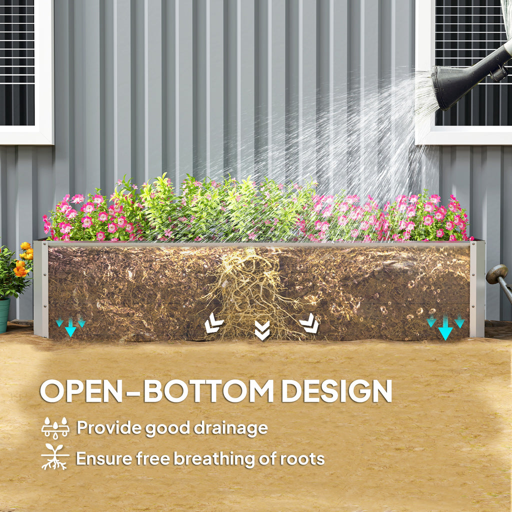 6' x 1.5' x 1.3' Galvanized Raised Garden Bed, Elevated Large Metal Planter Box w/ Install Gloves for Backyard, Patio to Grow Vegetables, Herbs, and Flowers, Silver