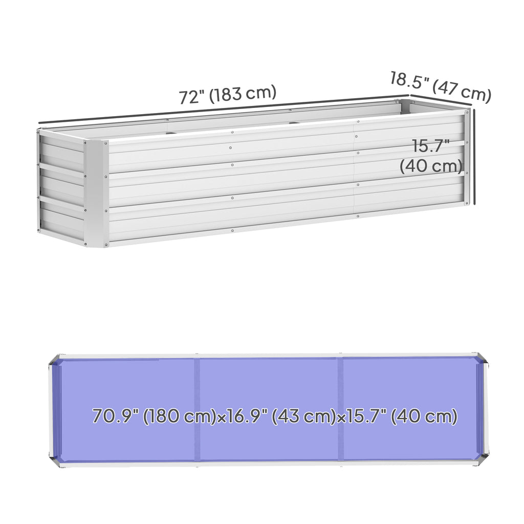 6' x 1.5' x 1.3' Galvanized Raised Garden Bed, Elevated Large Metal Planter Box w/ Install Gloves for Backyard, Patio to Grow Vegetables, Herbs, and Flowers, Silver