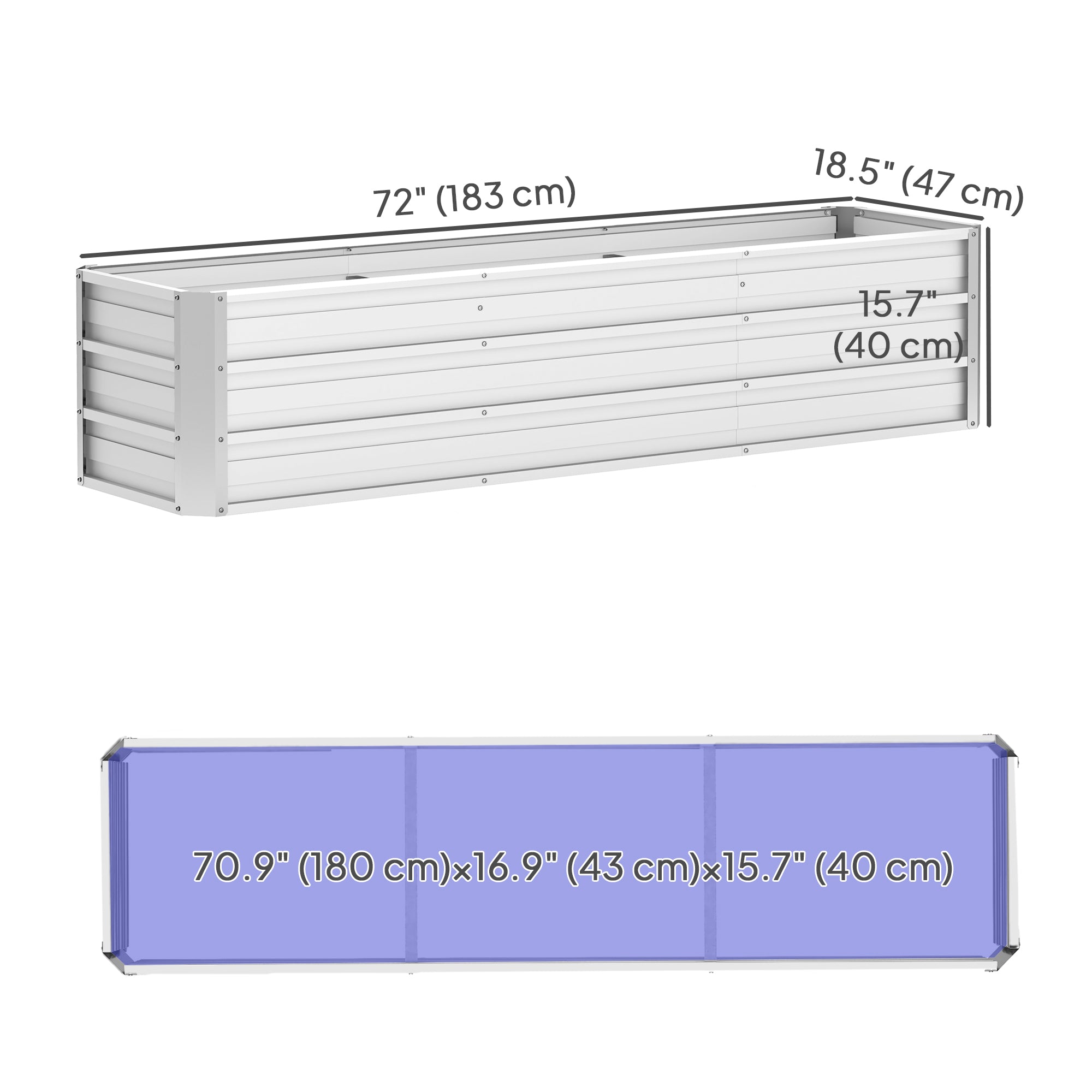 6' x 1.5' x 1.3' Galvanized Raised Garden Bed, Elevated Large Metal Planter Box w/ Install Gloves for Backyard, Patio to Grow Vegetables, Herbs, and Flowers, Silver