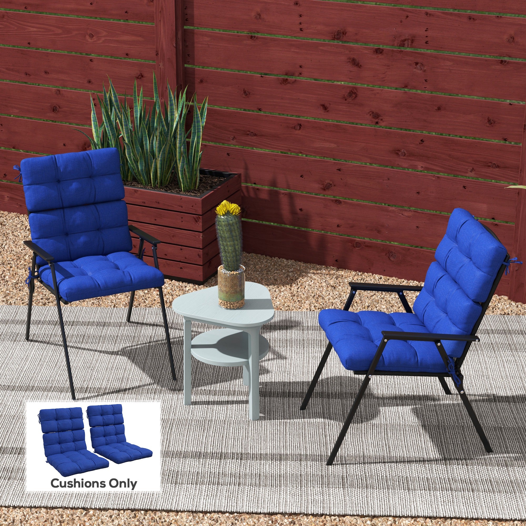 2-Piece Back Seat Cushion Replacement, Outdoor Patio Chair Cushions Set with Ties, Button Tufted, Navy Blue