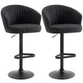 Adjustable Bar Stools Set of 2, Upholstered Kitchen Stools with Swivel Seat, Steel Frame, Footrest, â€ŽBlack