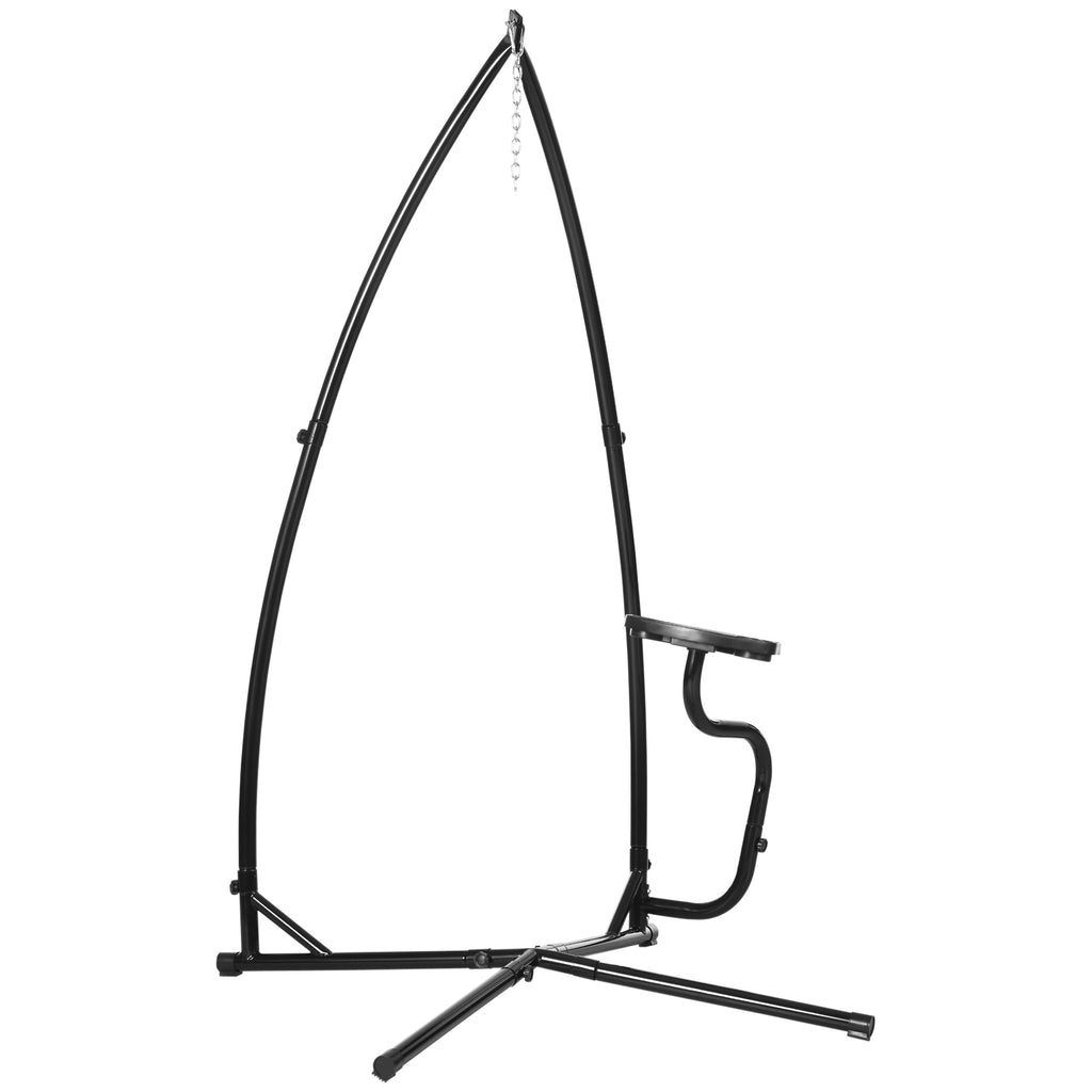 Hammock Chair Stand Only, Metal C-Stand for Hanging Hammock Chair with Tray for Indoor, Outdoor, Porch, Patio, Black