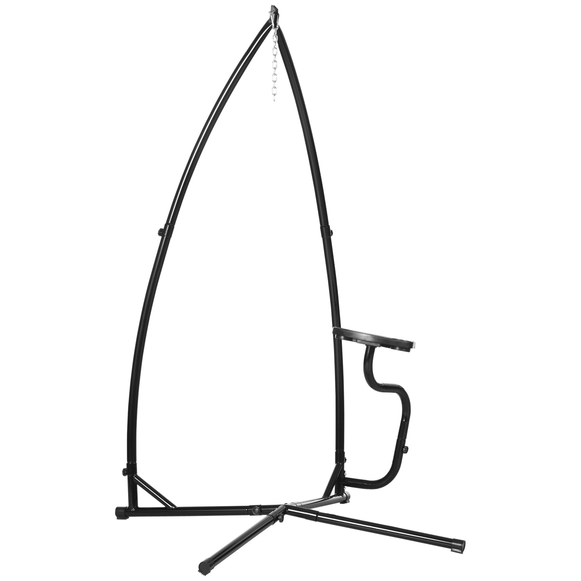 Hammock Chair Stand Only, Metal C-Stand for Hanging Hammock Chair with Tray for Indoor, Outdoor, Porch, Patio, Black