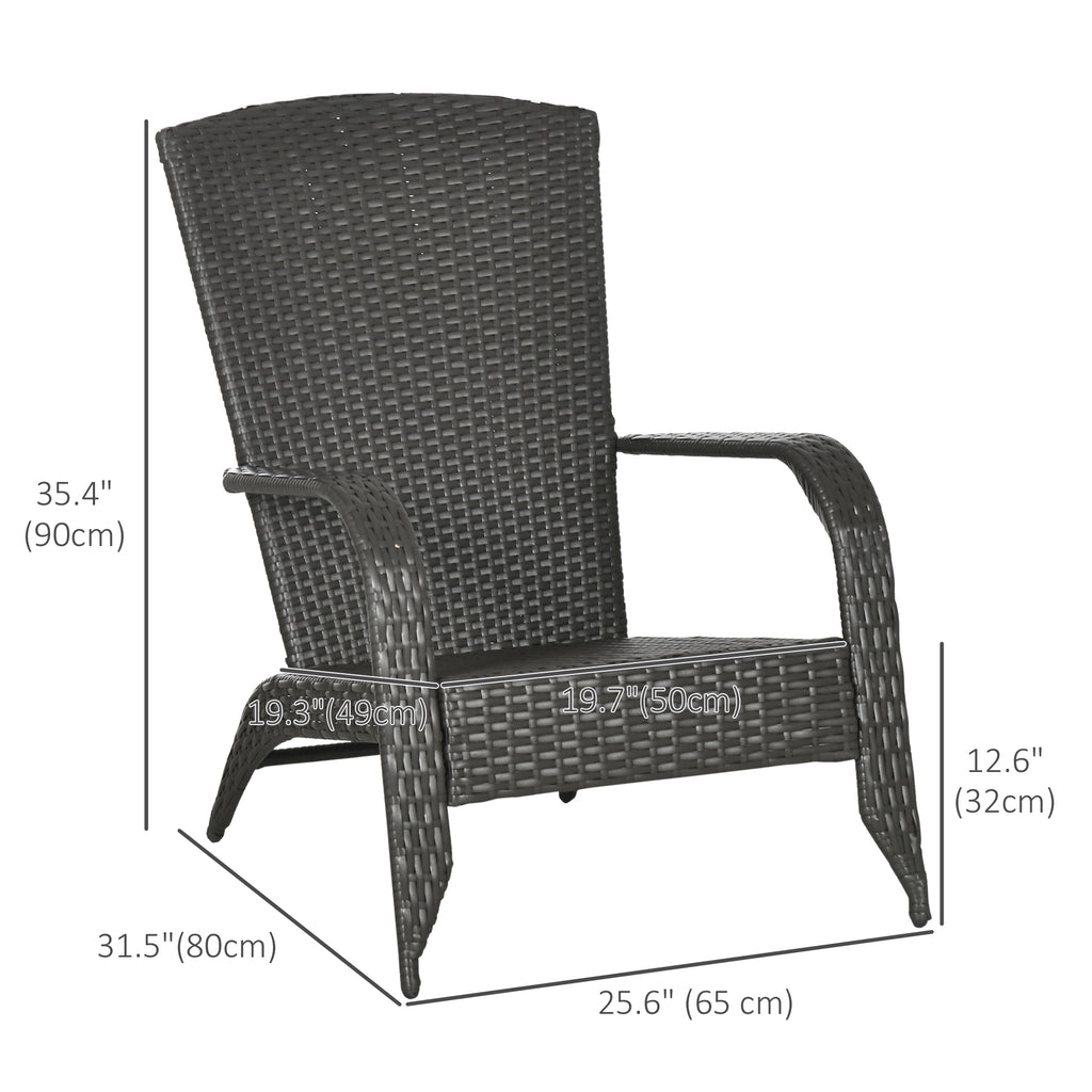 Patio Wicker Adirondack Chair, Outdoor Rattan Muskoka Chair with Cushions for Patio, Garden, Backyard, Red